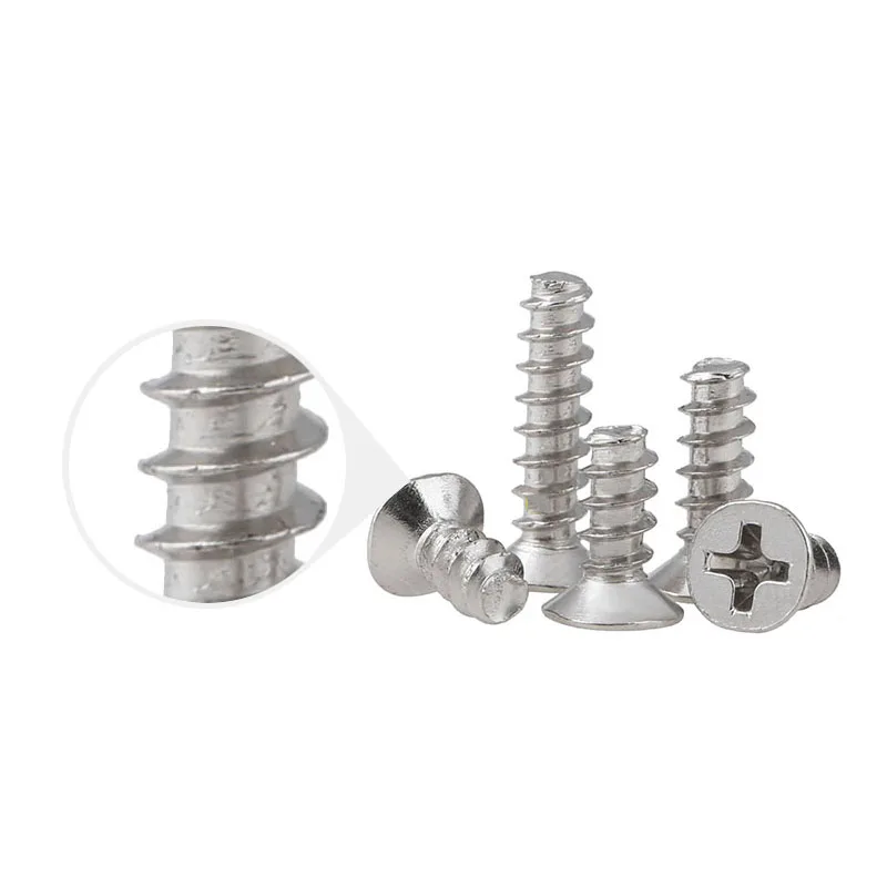 Phillips Flat Tail Self Tapping Screws Nickel Plated Countersunk Head Flat End Bolts For Glasses M1.4 M1.7 M2 M2.3 M2.6-M4