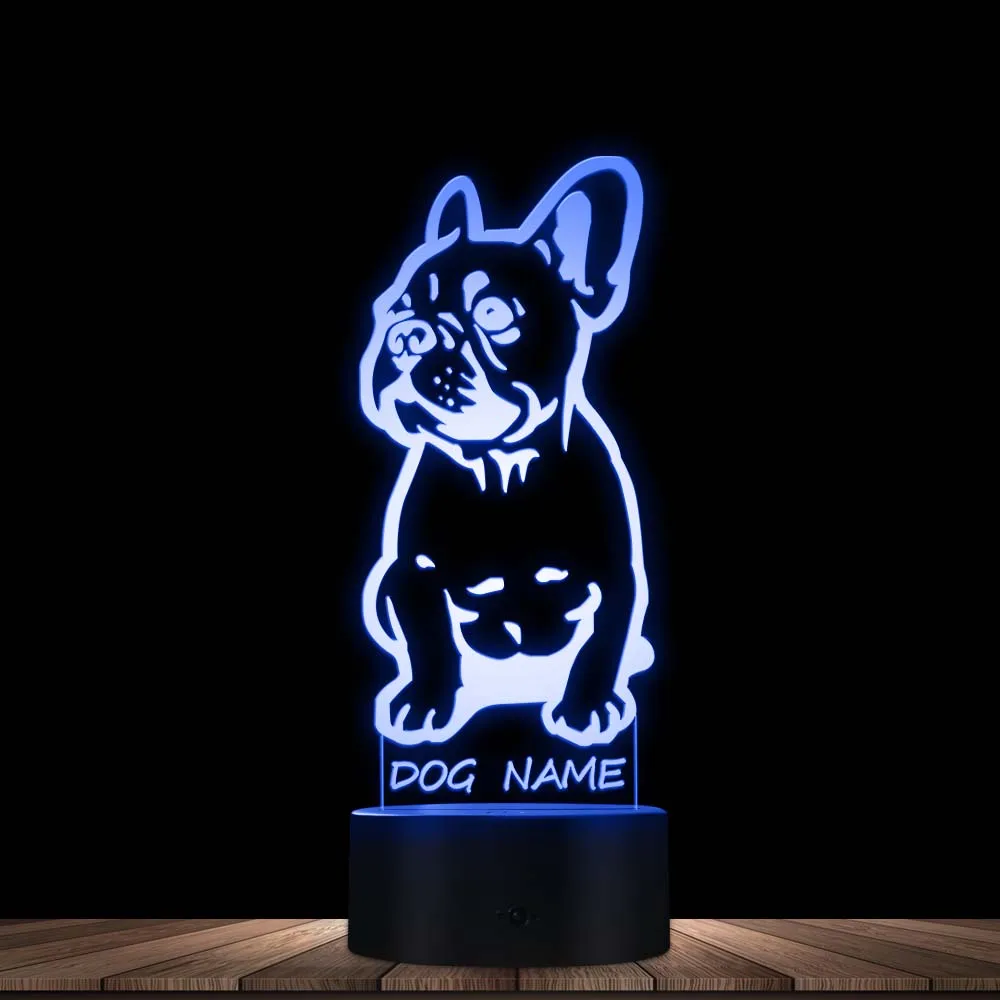 3D Effect French Bulldog Shape Desigend Visual Lamp 3D Optical Illusion Light Pet Puppy Dog Bedroom Night Light Decor Table Lamp