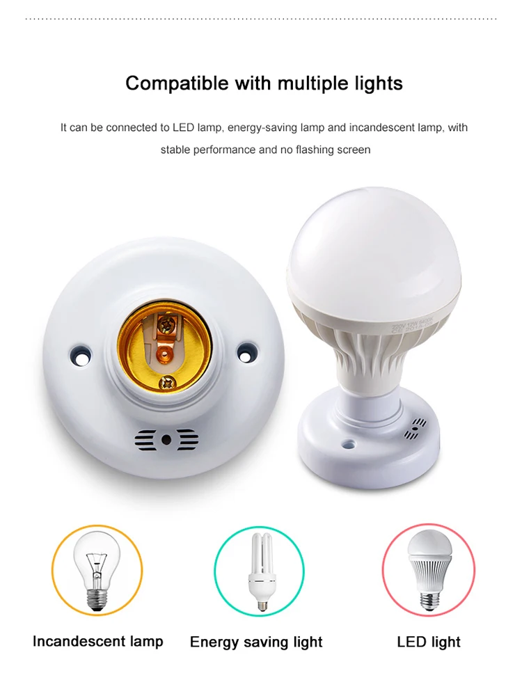 Sound And Light Control Sensor Lamp Holder E27 Screw Switch Smart Voice switch Stairway Corridor Delay Lamp Holder Bulb Socket