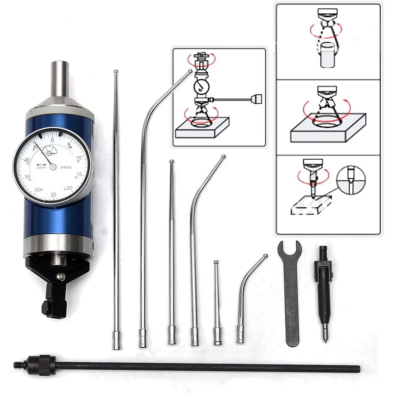 1Set Koaxial Zentrierung Messuhr Set 0-3mm Center Finder Fräsen Werkzeug 0,01mm Genauigkeit mit holz Box Zentrierung Anzeige – Detail 6