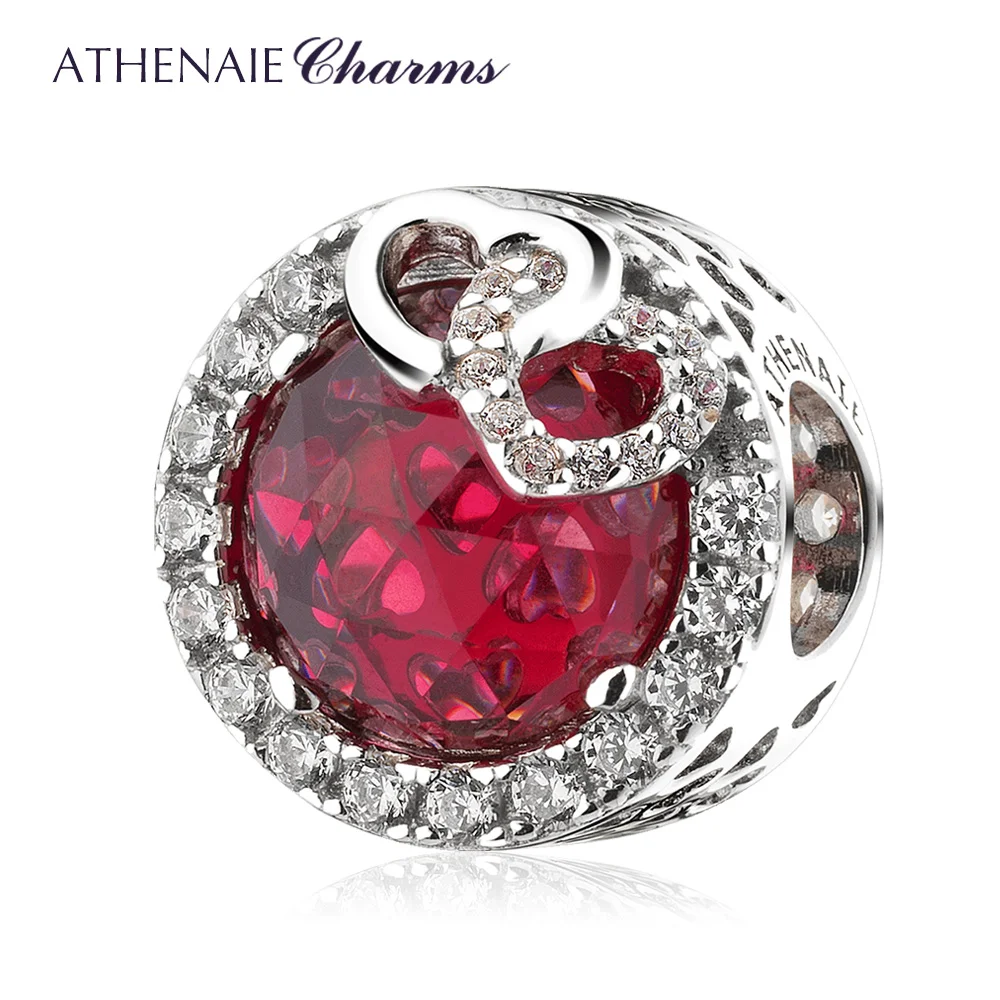 

Женский браслет на День святого Валентина ATHENAIE, красный браслет из стерлингового серебра 925 ювелирные изделия из чистого серебра