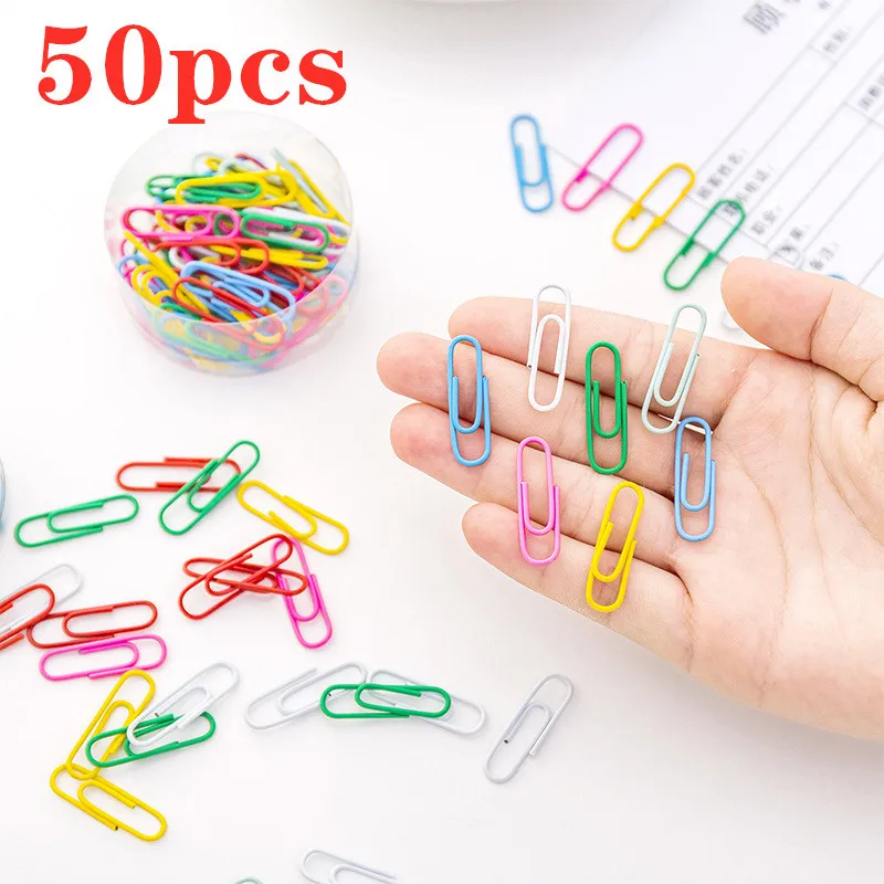 50Pc Kleurrijke Paperclips Metalen Markering Bookmark Label Teken Papier Briefpapier Clips Voor Ticket Holder Pins School Kantoorbenodigdheden