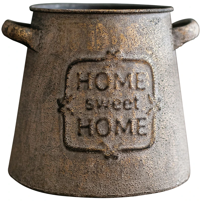 Home sweet Home Rustic Metal Herb Flower Pot Planter