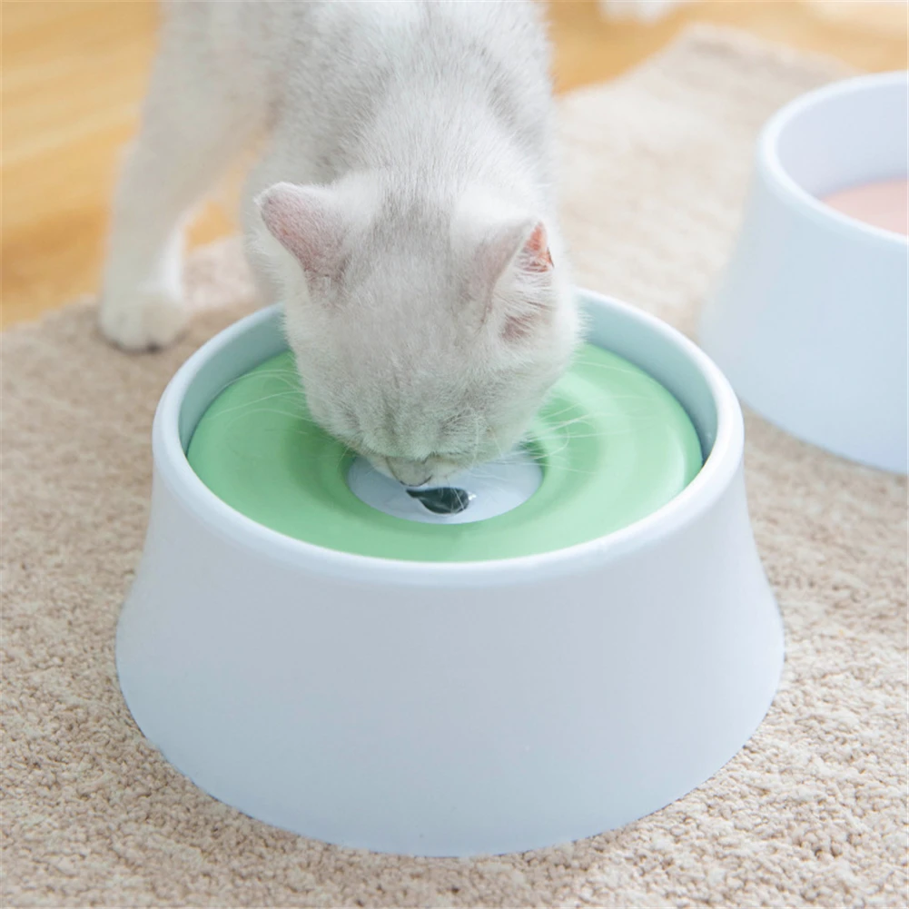 

Pet Cat Dog Water Bowl Floating Bowl Slow Water Feeder Drink Dispenser Anti-Overflow Pet Fountain 1200ml Splash-Free Water Bowl