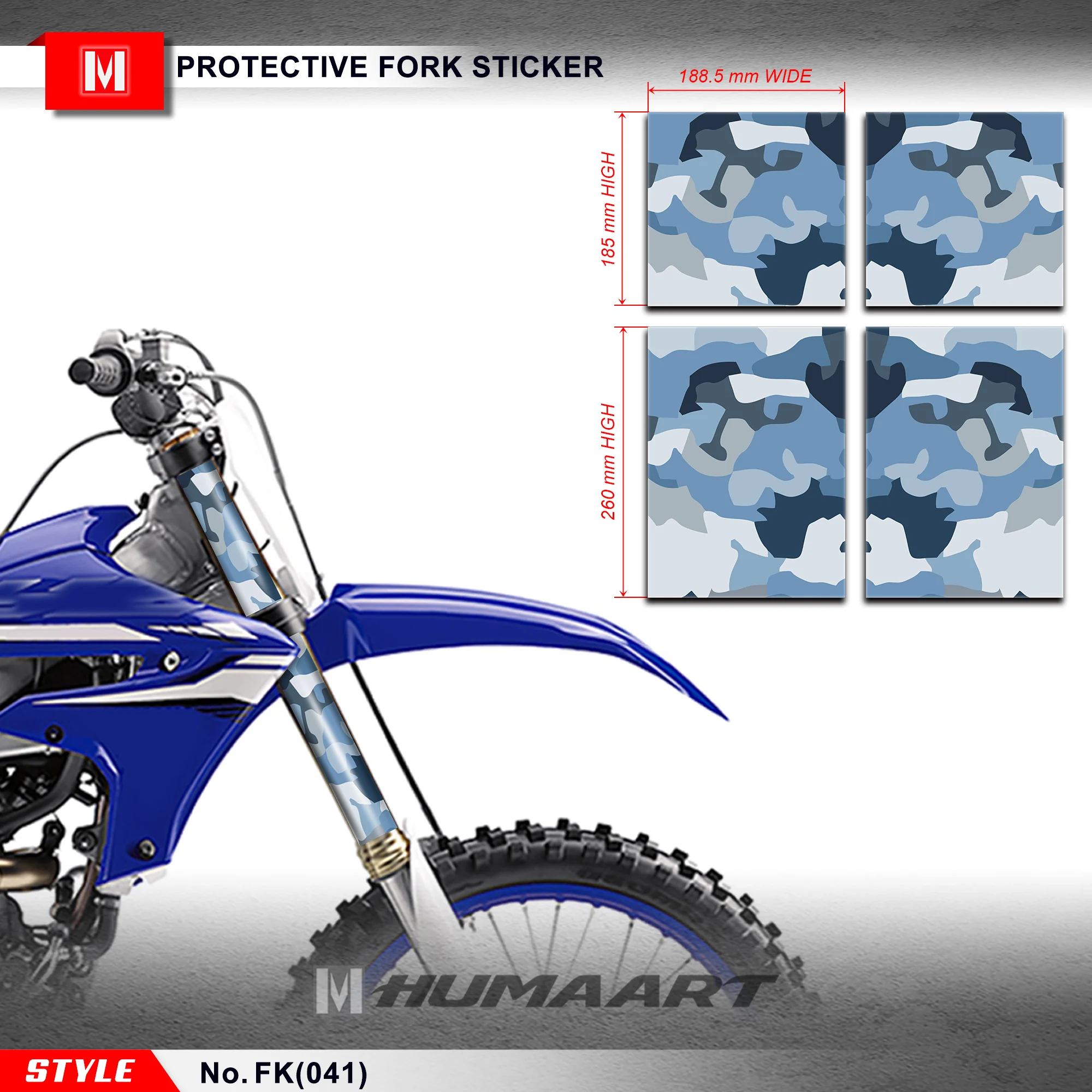 

Наклейка на подвеску мотоцикла huпера, Набор наклеек на вилку на заказ, подходит для большинства велосипедов-внедорожников 125cc + YZ YZF WR WRF, камуфляжно-голубого цвета