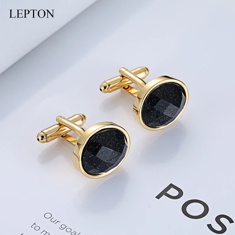 Low-Key Luxury Star Stone Cufflinks Lepton Tangent Plane Blue Sandstone Cufflink For Mens Gifts Wedding Groom Business Gemelos