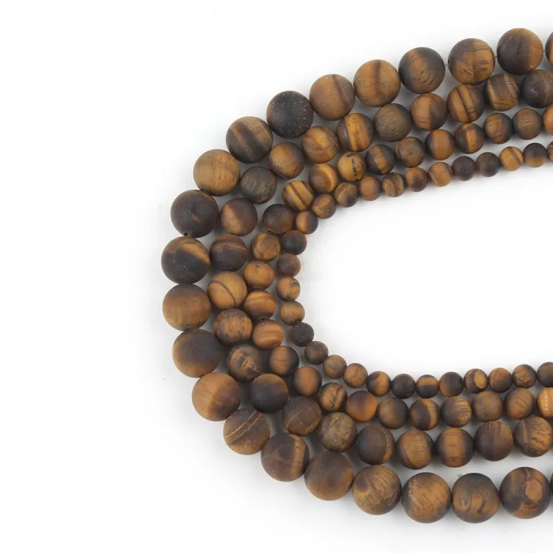 Natural Stone Matte Yellow Tiger Eye Round Beads 15\