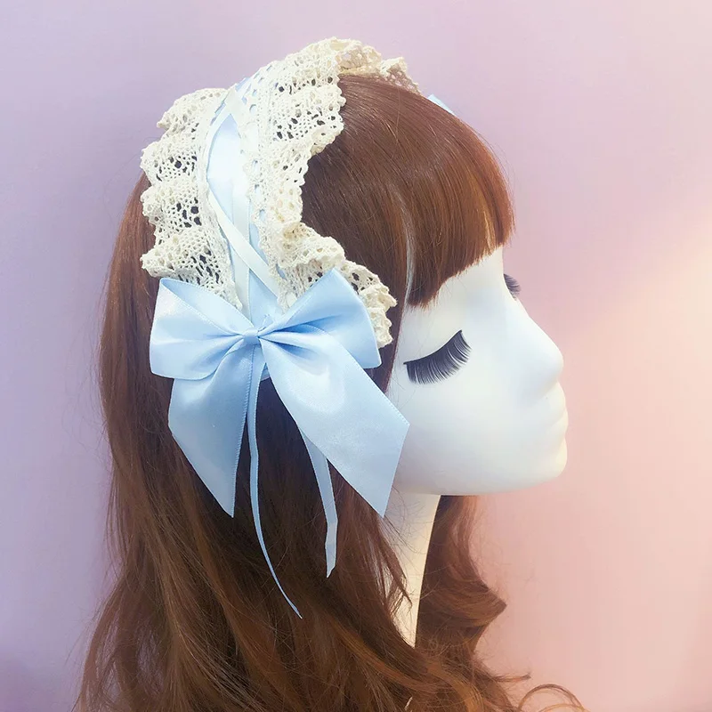 Anime Cosplay Hair Hoop, Lovely Sweet Headband, Lolita Lace Flower Headwear, feito à mão para meninas, presente de empregada, acessórios de cabelo