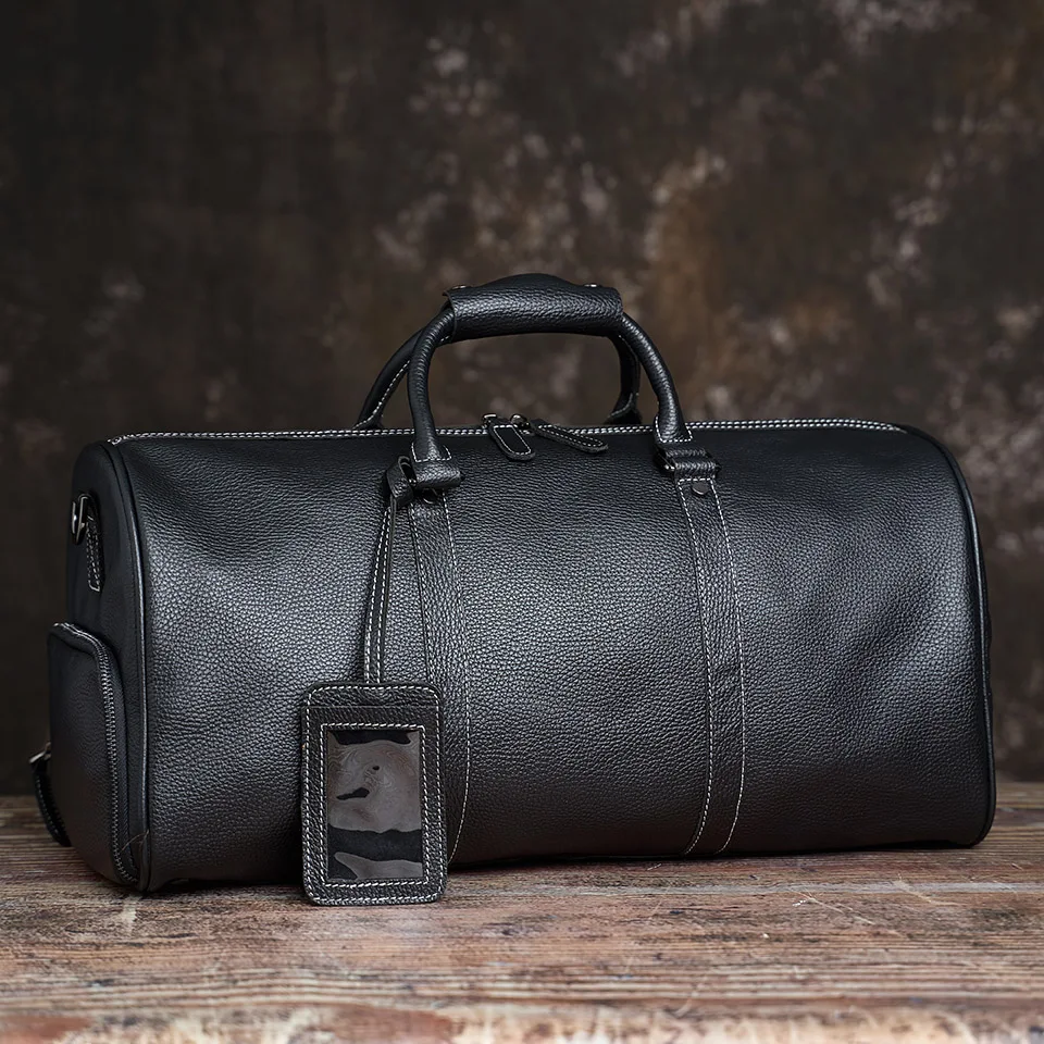 Männer Reisetasche Aus Echtem Leder Casual Hand Gepäck Tasche Hohe Kapazität Duffle Schulter Schuh Tasche Für 17 Zoll Laptop NUPUGOO – Detail 25
