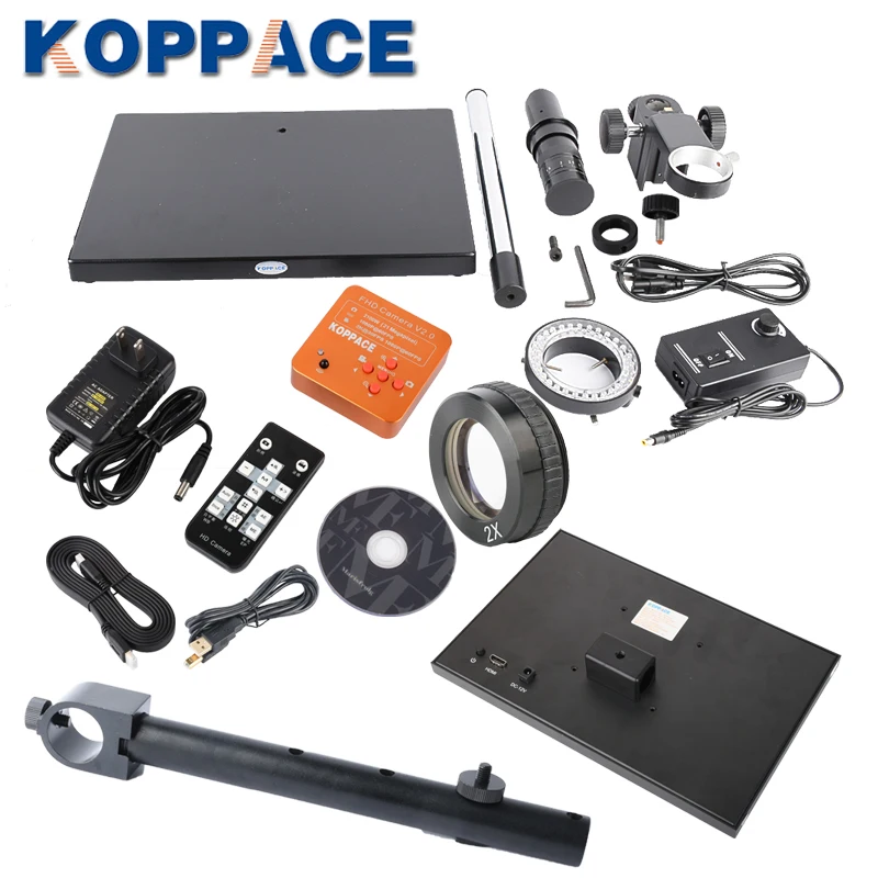 KOPPACE 17X-216X 21MP Full HD 1080P HDMI HD промышленный микроскоп для ремонта печатных плат телефона микроскоп 13,3-дюймовый экран дисплея