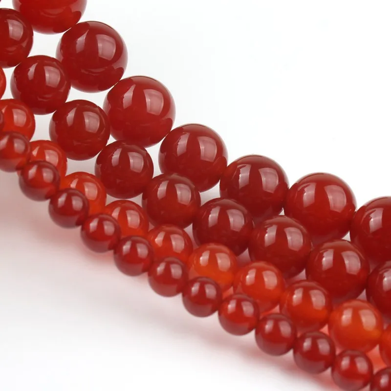 Natural Stone Beads Round Red Carnelian Onyx Loose Beads For Jewelry Making Bracelet 15.5\