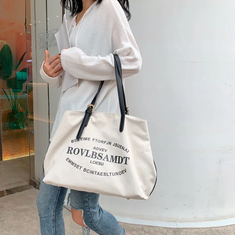 Large Casual Tote Bags Women Luxury Designer Canvas Handbags With Letter Print Fashion Travel Hobo Bag Shoulder Messenger Bags