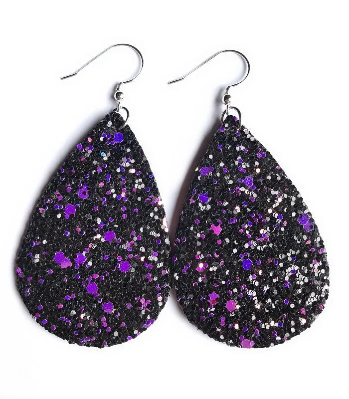 Hot Fashion Glitter Teardrop Leather Earrings for Women Girl  Design  Big Statement Earrings Wholesale