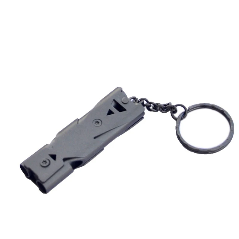 Multifunction Outdoor Double Tube 150db Loud Whistle Camping Survival Stainless Steel Whistle with Keyring Keychain