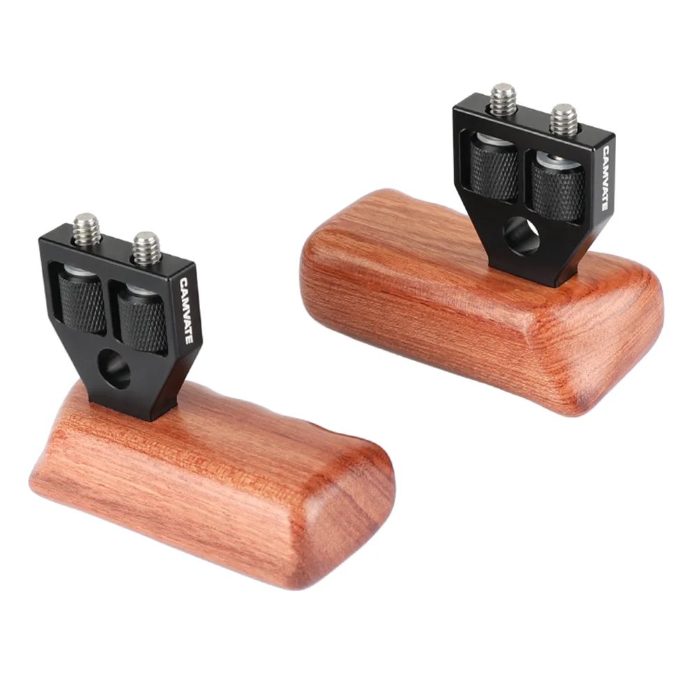 CAMVATE 2pcs Camera Wooden Handle Grip With Connector For DV Video Cage Compatible With RED Camera /Red Rig/Other SLR Camera Rig