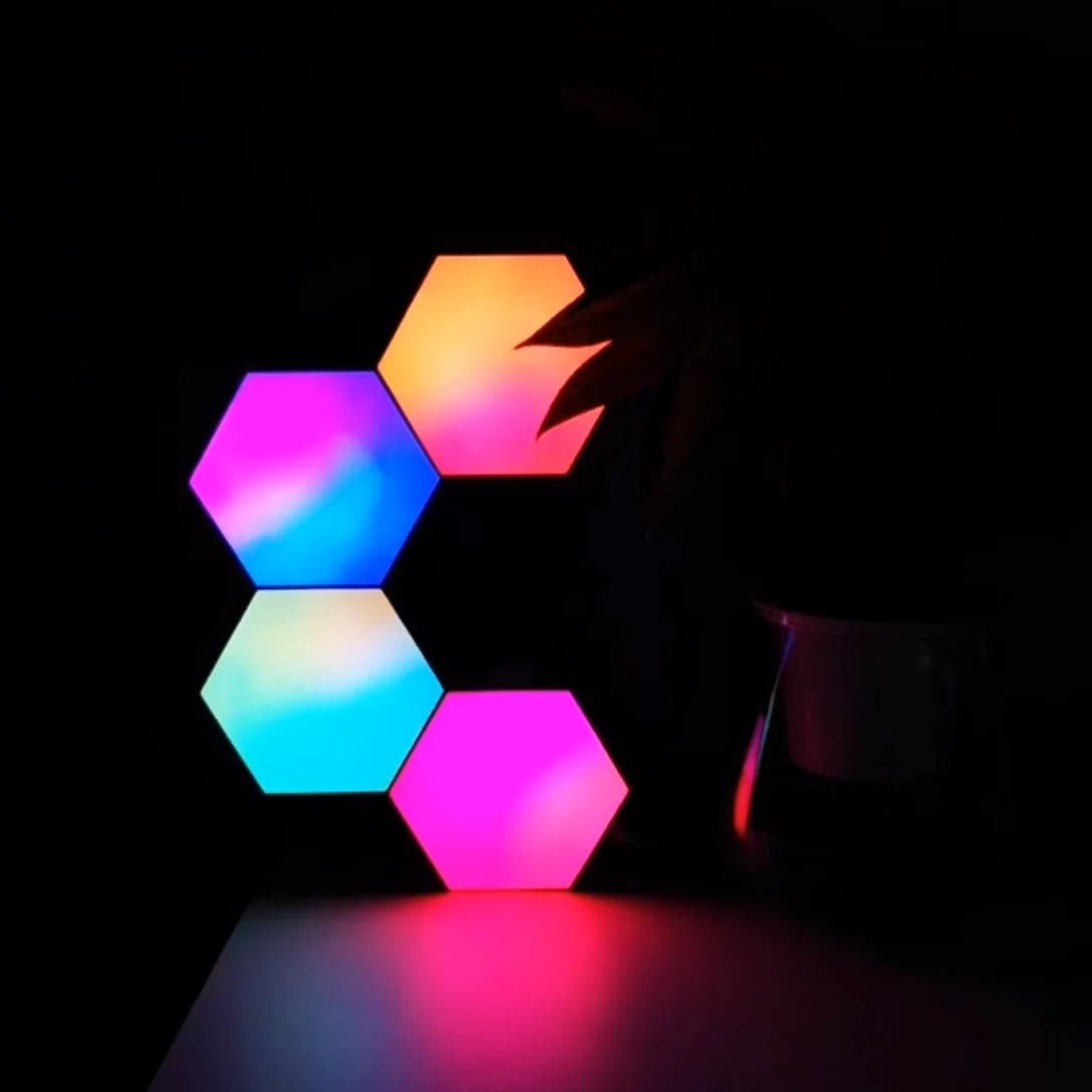 Smart APP Control Hexagon Led Panel Light, Wall Decor Gaming Room,Bedside Pendant Light,Christmas Decorative Illuminares