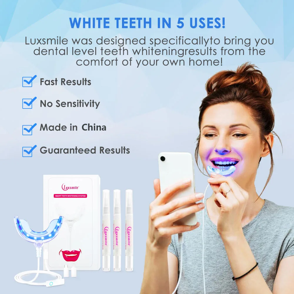 Luxsmile Teeth Whitening Blue Light Set Personal Oral Care Dental Equipment Light Household Smart LED Portable USB Charging Kit