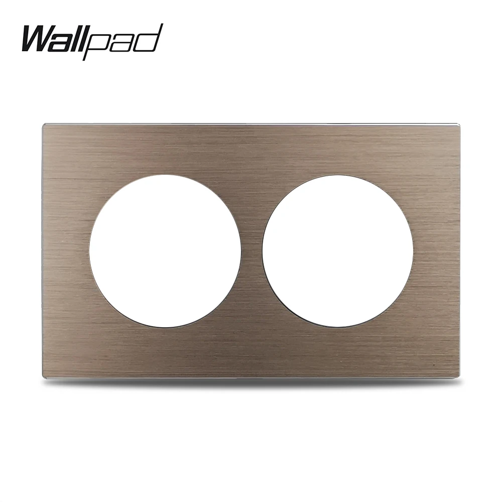 Wall Switch Socket Plate Double Brushed Aluminum Frame Black Silver Gold Brown For L6, 146 * 86mm