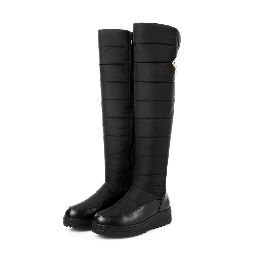 SGESVIER 2019 high quality down warm snow boots women platform thigh high boots ladies zipper winter shoes over the knee boots