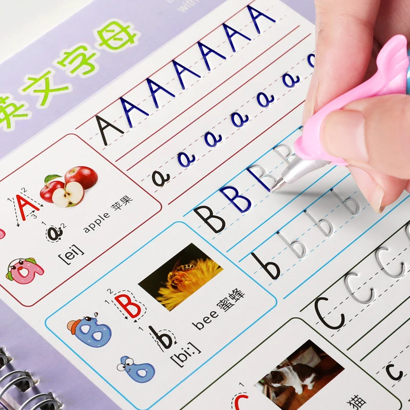 Can Reusable English Alphabet Copybook Drawing Toys Hand Writing Groove Auto Fades Educational Toys For Kids School Supplise