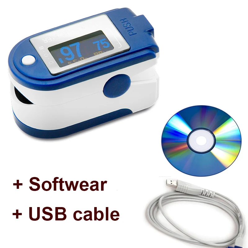 

2022 Hot Sell Home Health Care Fingertip Pulse Oximeter With Software USB Cable Connect To PC Store Analytical Data Oxygen