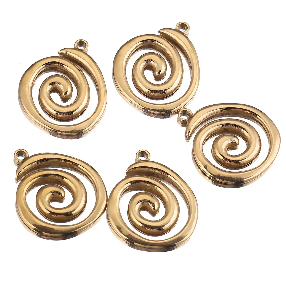 5pcs lot Stainless Steel Greek Sterling Gold Spiral Thread Charms Connectors Jewelry Accessories for Women Diy Bracelet Necklace