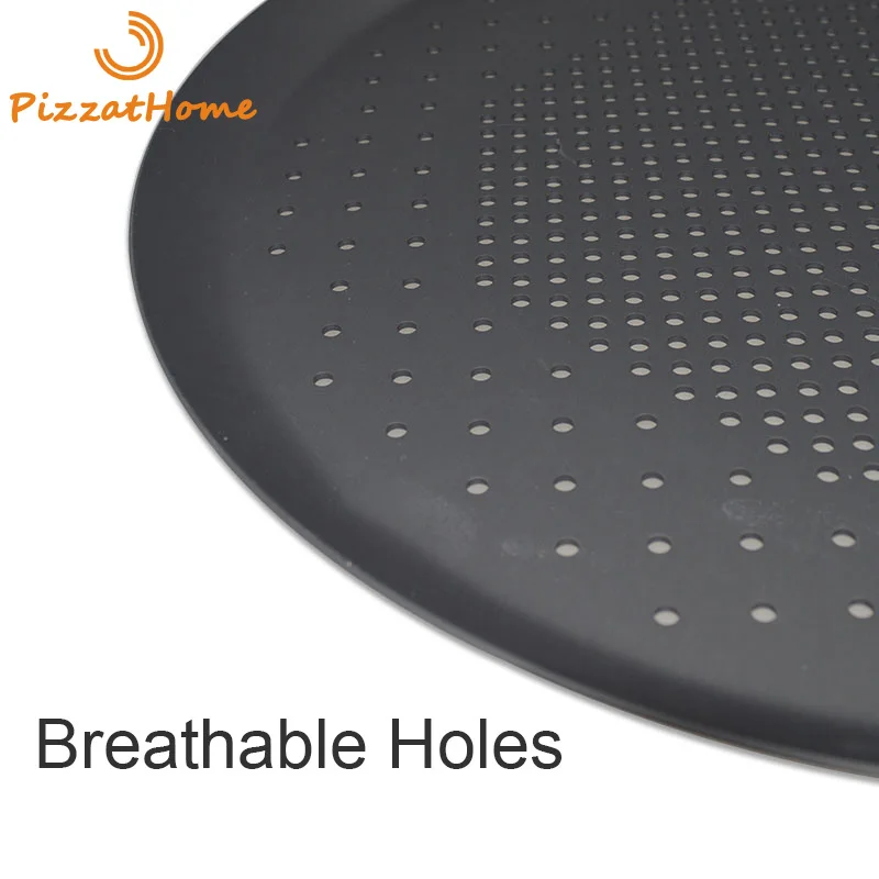 PizzAtHome 6 to 16 inches Pizza Pan Perforated Aluminium Alloy Non-stick Plate Deep Dish Bakeware Round Pizza Tray Baking Tool