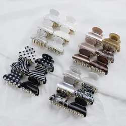 6PCS Cute Acrylic Floral Small Crab Hair Claw Clip Women Shiny Leopard Acetate Barrette Clamp Simple Hair Accessories Set