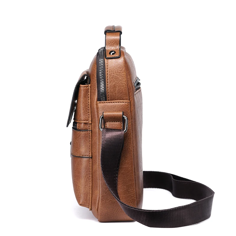 New Arrival Fashion Vintage Business PU Leather Men Messenger Bags Promotional Small Crossbody Shoulder Bag Casual Man Bag