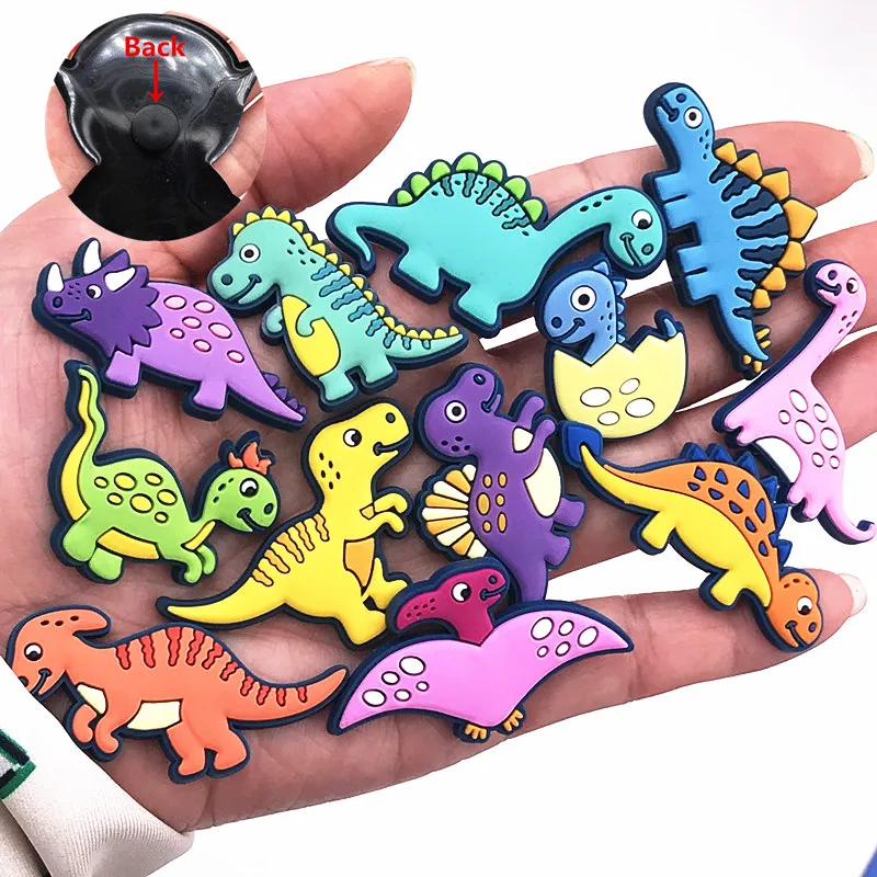 Hot Sale 1-12pcs Shoe Charms Dinosaur Tyrannosaurus Rex Triceratops Accessories Garden Shoes Decoration For Kids X-mas Gift