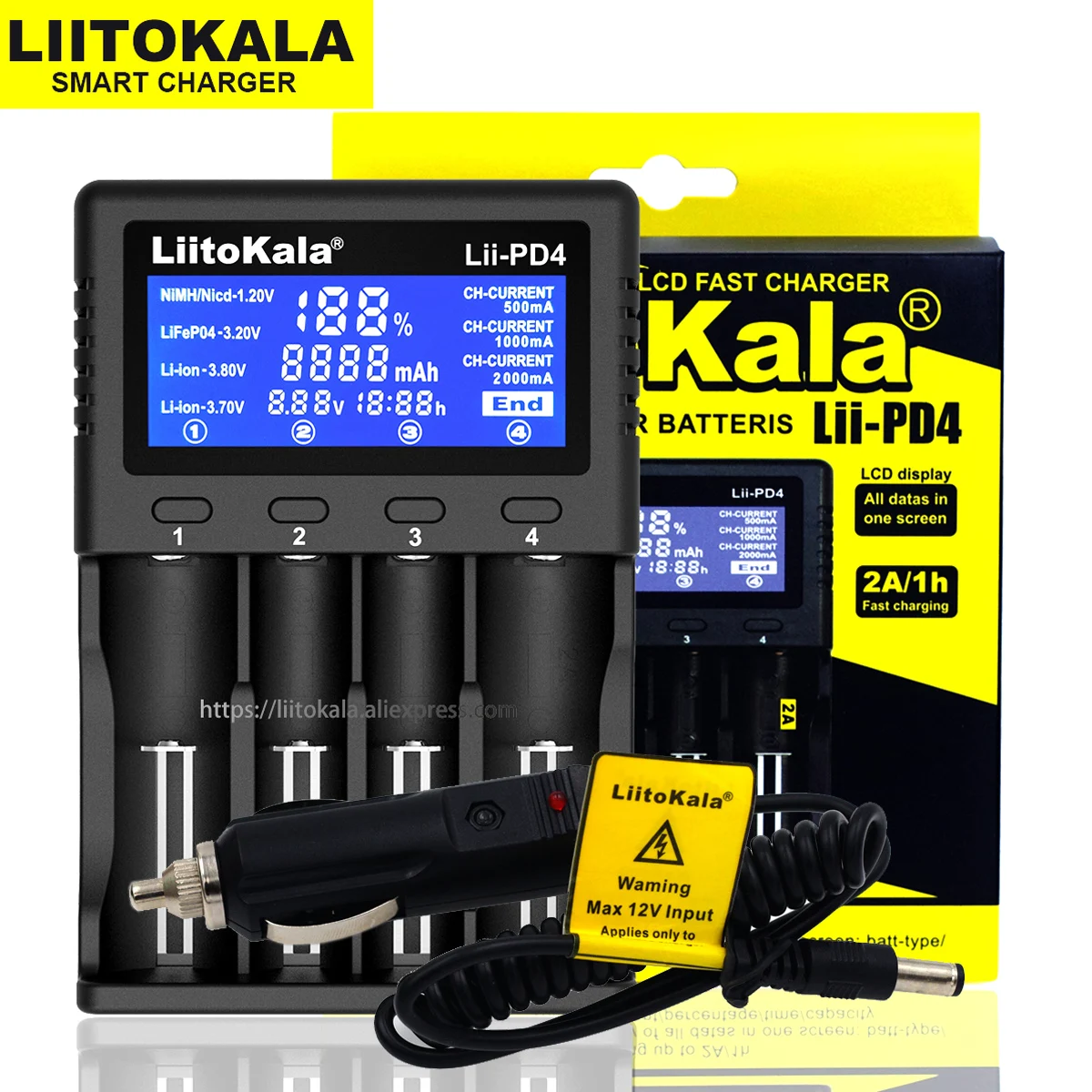 Liitokala-Carregador inteligente de bateria de lítio, Lii-100, Lii-202, Lii-402, Lii-PL4, Lii-PD2, 1.2V, 3.7V, 3.2V, 3.85V, 18650, 18350, 26650, 18490