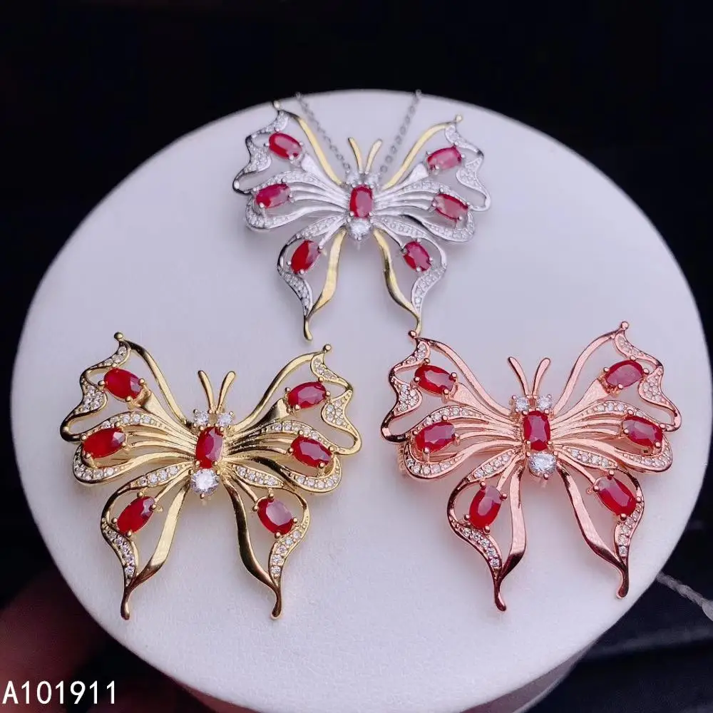 

KJJEAXCMY fine jewelry 925 sterling silver inlaid Natural ruby pendant necklace popular cute Female supports test trendy