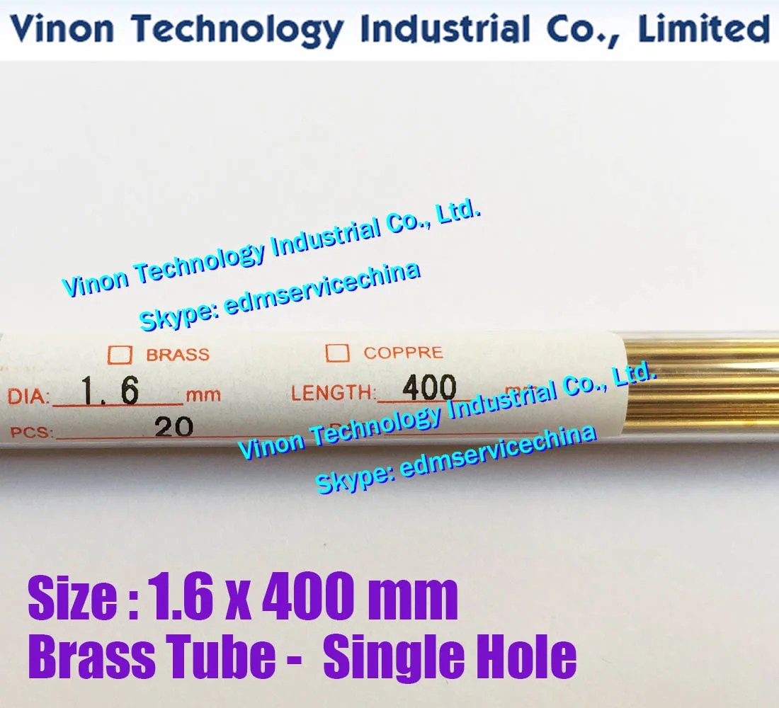 (50PCS/LOT) 1.6x400MM EDM Brass Tube Single Hole, Brass EDM Tubing Electrode Tube Single Channel, Diameter 1.6mm, 400mm Long