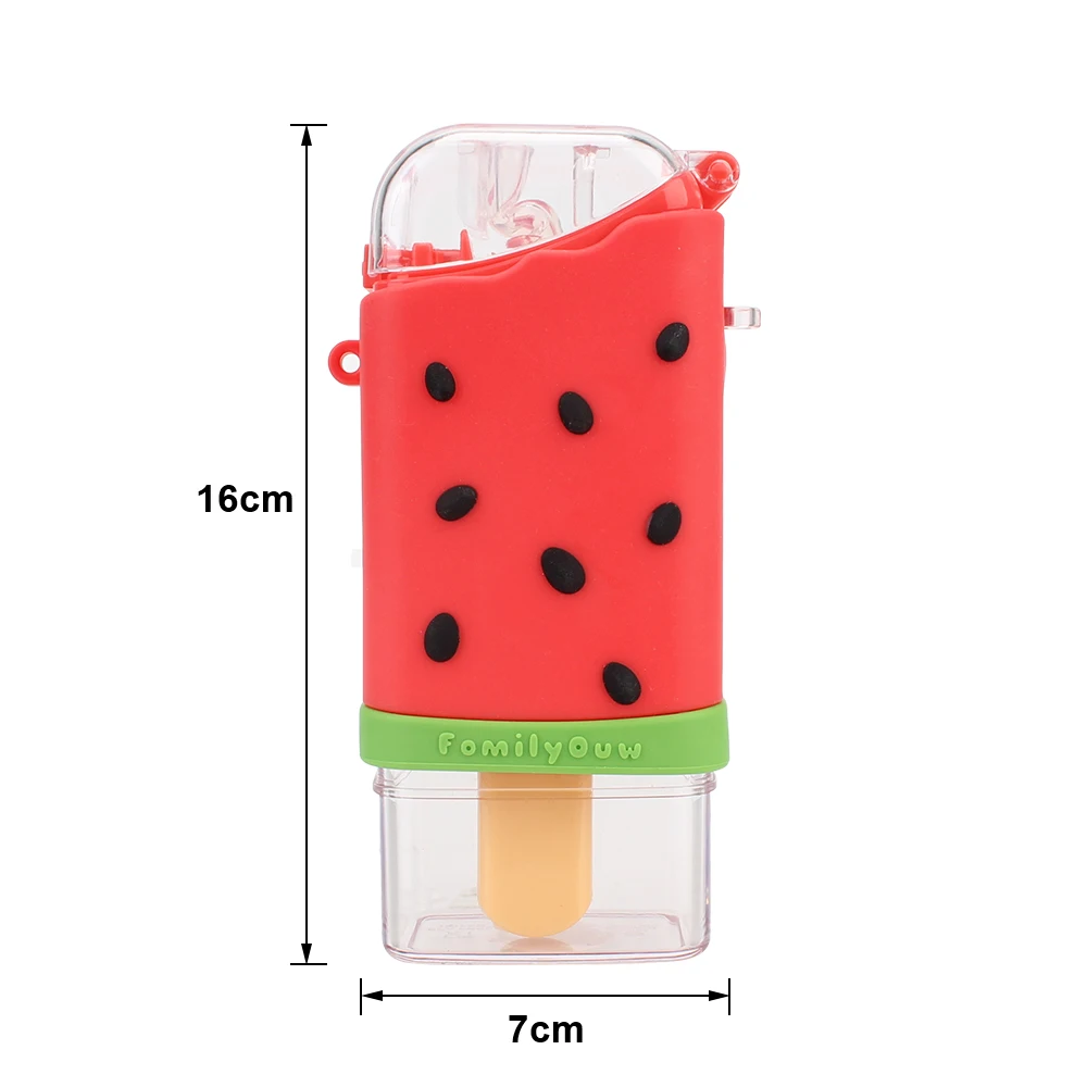 Leakproof Children Kettle With Straw 317ml Cartoon Cute Creative Square Watermelon Cup Water Bottle Portable