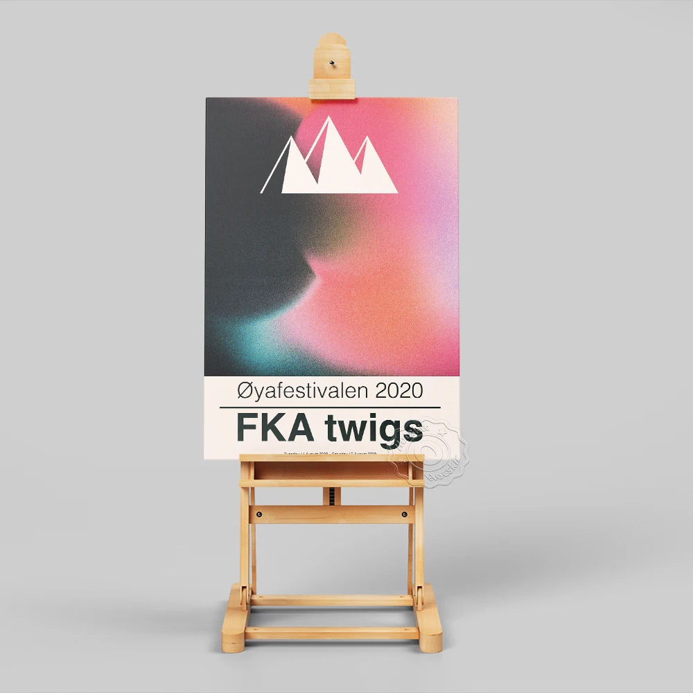 ملصق مهرجان أويا 2020 Fka Twigs، مطبوعات مجموعة مراوح Fka Twigs، صورة جدار الموسيقى الإلكترونية بريطانية، فن جداري تجريدي