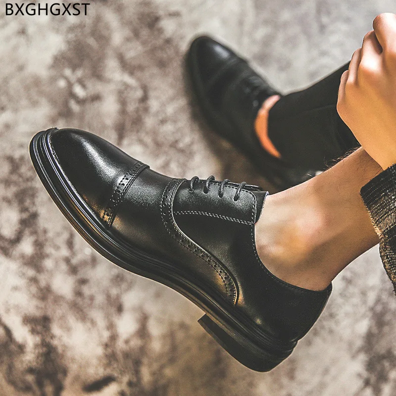 

Black Oxford Men Shoes Leather From Italy Luxury Brand Elegant Shoes for Men 2024 Brown Dress Shoes Men Sapatos Sociais Zapatos