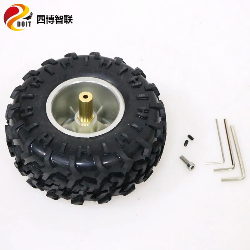 SZDOIT 130mm Rubber Tire Wheel +4/5/6mm Coupling Nylon Wheel Hub for 2WD/4WD RC Robot Car Chassis Parts Free Screw