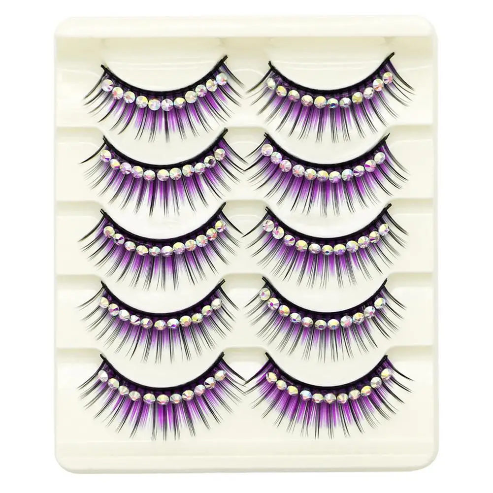 Lash Extension Supplies Colored False Eyelashes White Symphony Diamond Fake Eyelashes Natural Long Thick Parties Role-play Tool