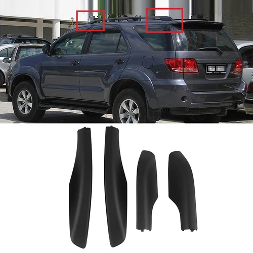 Imagen 2 del producto Portaequipajes de techo de coche, cubierta protectora de cubierta de riel, ABS, color negro, 4 piezas, compatible con Toyota Fortuner 2004-2014
