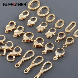 GUFEATHER,10pcs/lot,M824,jewelry accessories,pass REACH,nickel free,lobster clasp hooks,18k gold plated,charms,necklace bracelet