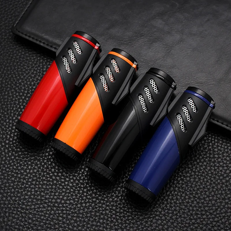 Unusual Metal Triple Torch Lighter 1300C Smoking Accessories Butane Gas Jet Survival Lighters Cigar Lighter Gadgets For Men