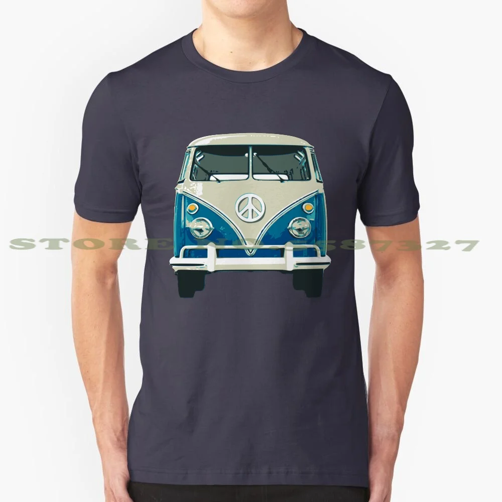 Classic Peace Combi Van 100% Cotton T-Shirt Car Van Surf Drive Beach Classic Retro Vintage Transport Vehicle Fun