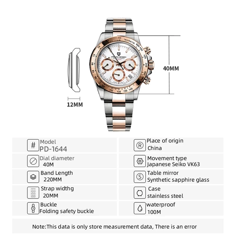 PAGANI DESIGN New Waterproof Luxury Quartz Watch For Men Automatic Date Wristwatch Sport Chronograph VK63 Dive Luminous 1644