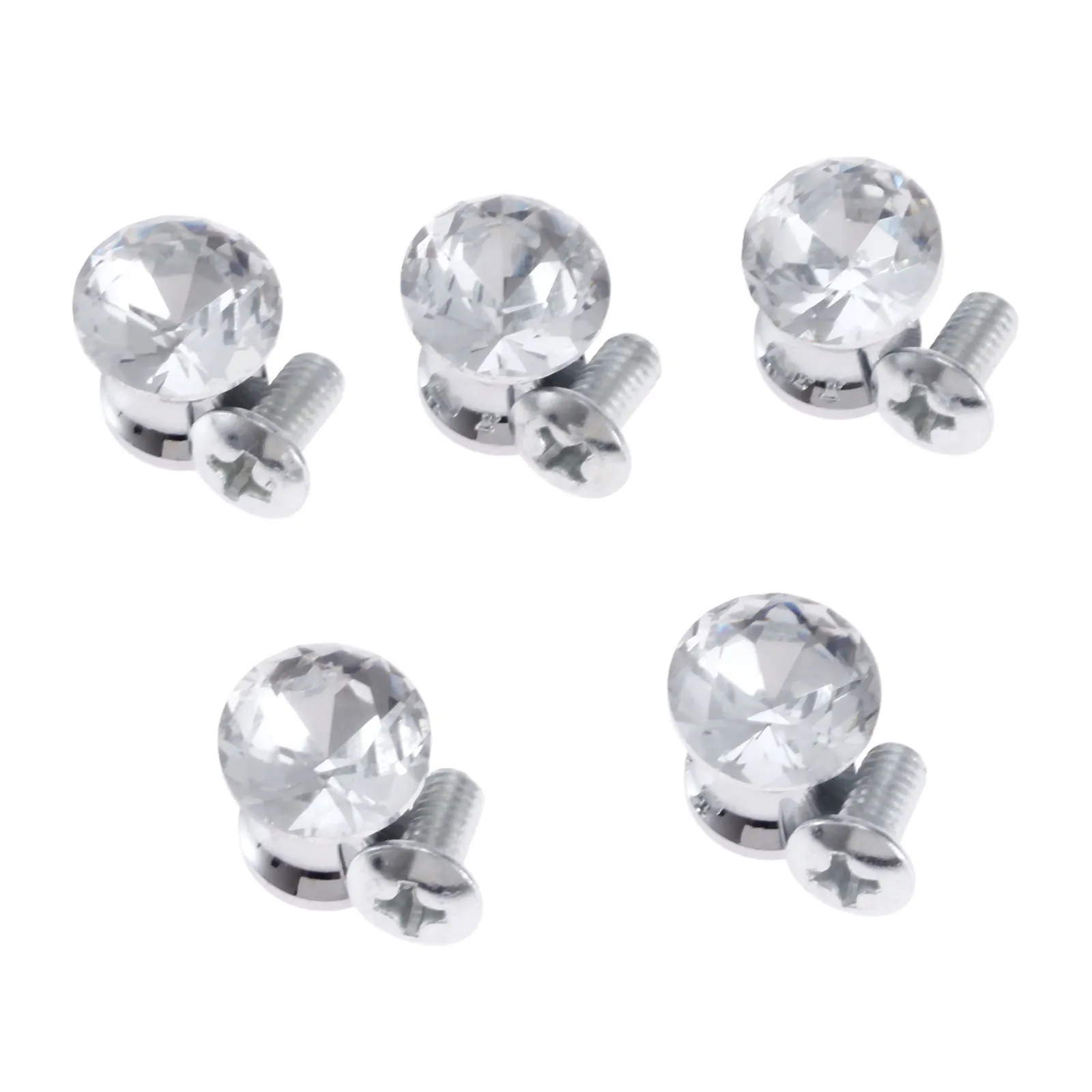 DRELD 5Pcs 12*15mm Diamond Crystal Glass Knobs Furniture Handles Cabinet Knobs and Handles Kitchen Drawer Wardrobe Door Pulls