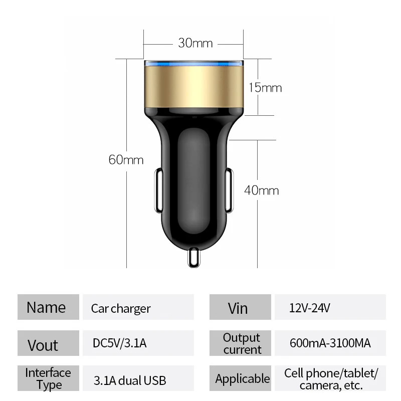 3.1A Dual USB Car Charger ซ็อกเก็ตบุหรี่ไฟแช็ก Fast CHARGING สำหรับ Audi A3 A4 A5 A6 A7 A8 B6 B7 b8 C5 C6 TT Q3 Q5 Q7 S3 S4