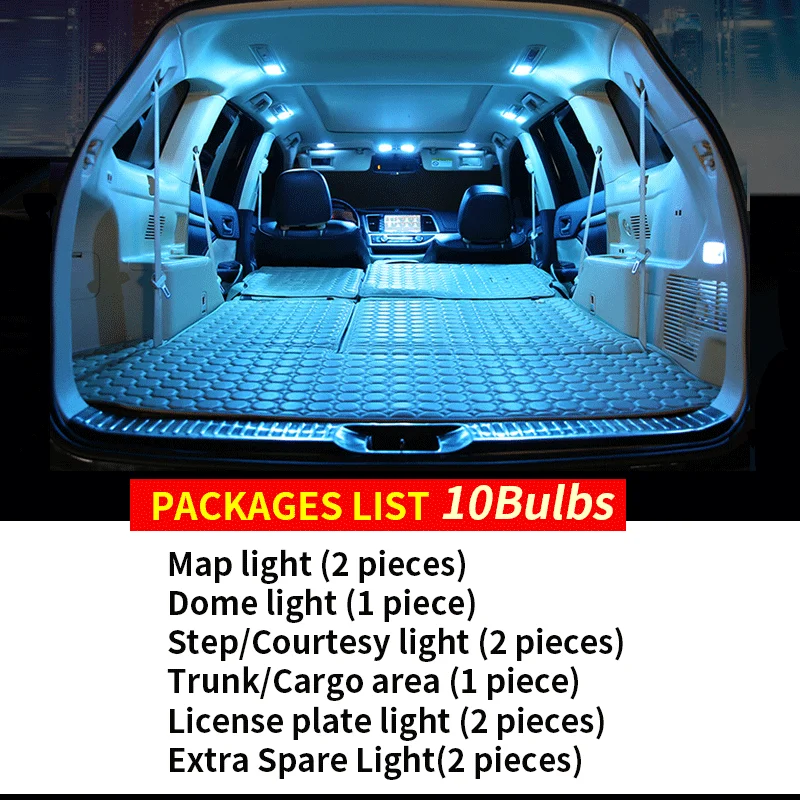 10x Canbus Error Free LED Interior Light Kit Package for 2000-2009 Subaru Outback Car Accessories Map Dome Trunk License Light