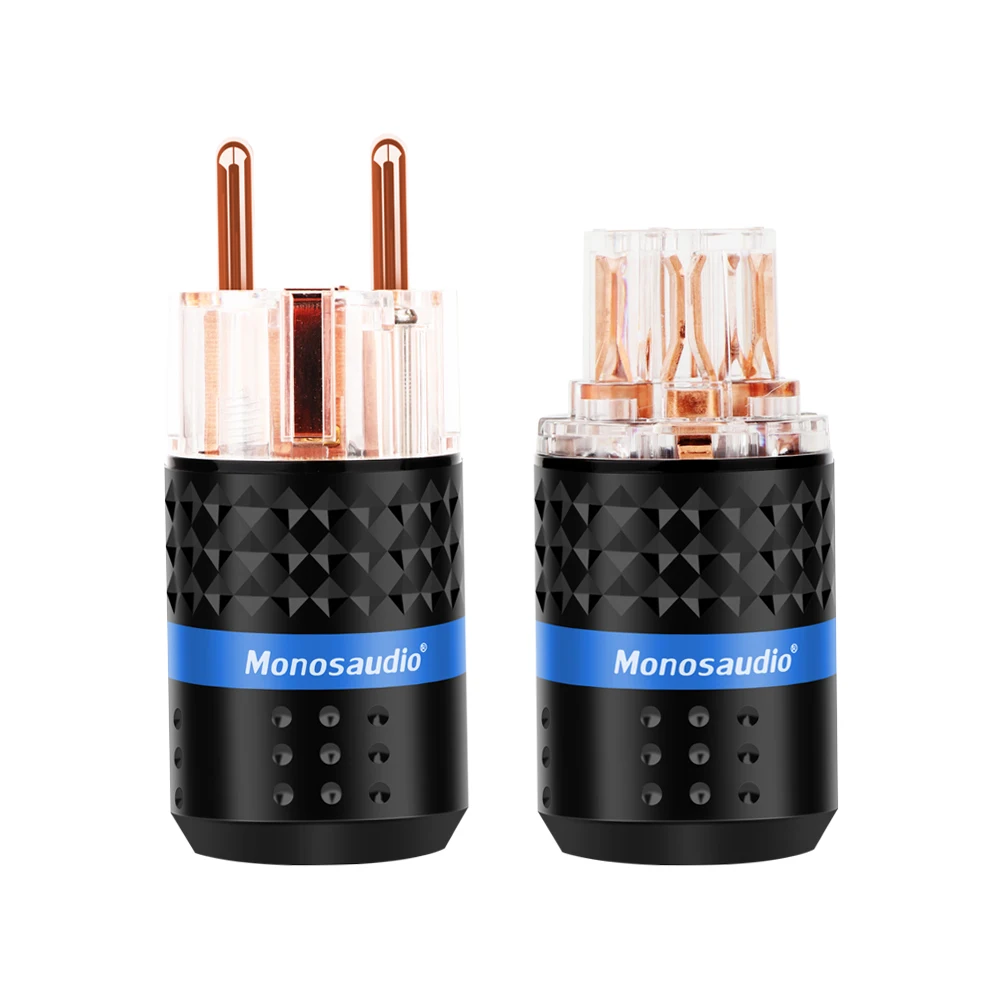 

Monosaudio E103/F103 Red Pure Copper EU Plug Type Schuko Power Plug Hifi Connectors 99.998% Pure Copper Connector Plug