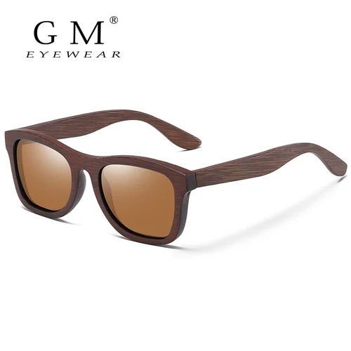 Imagen 1 del producto GM Retro madera de bambú gafas de sol polarizadas mujeres hombres marca diseñador gafas de sol gafas deportivas gafas de sol caja de cartón 1610