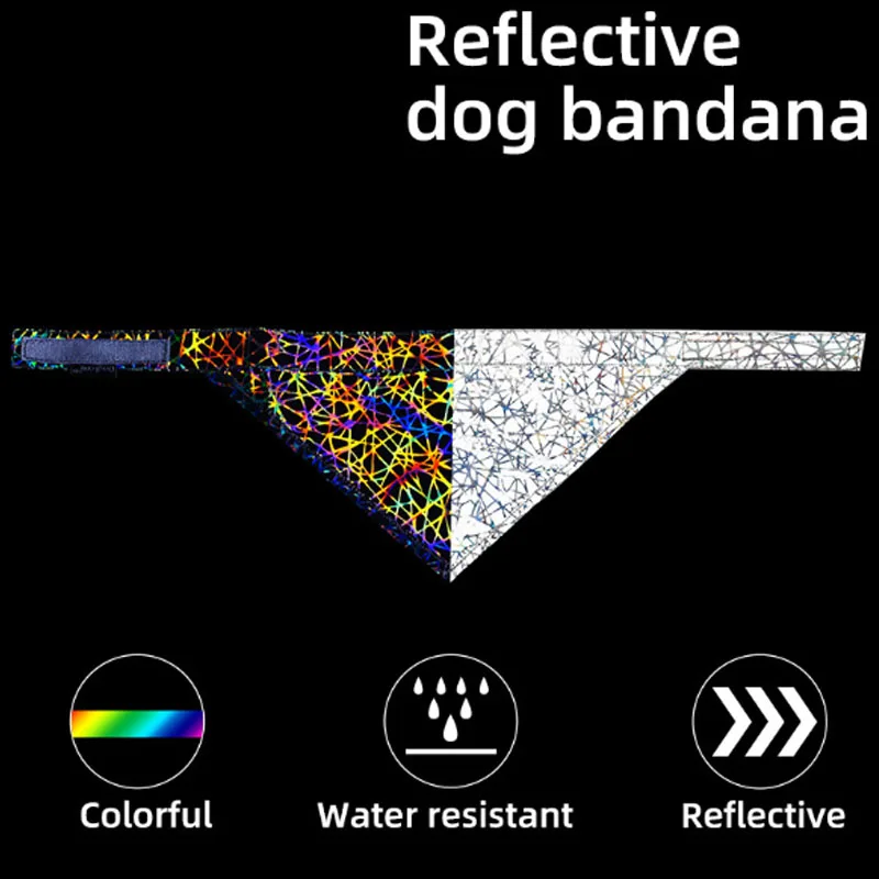 

Reflective Dog Collar Bib Colorful Gorgeous Pet Bandana Bibs Velcro Luminous Pet Saliva Towel Fluorescent Neckerchief For Teddy