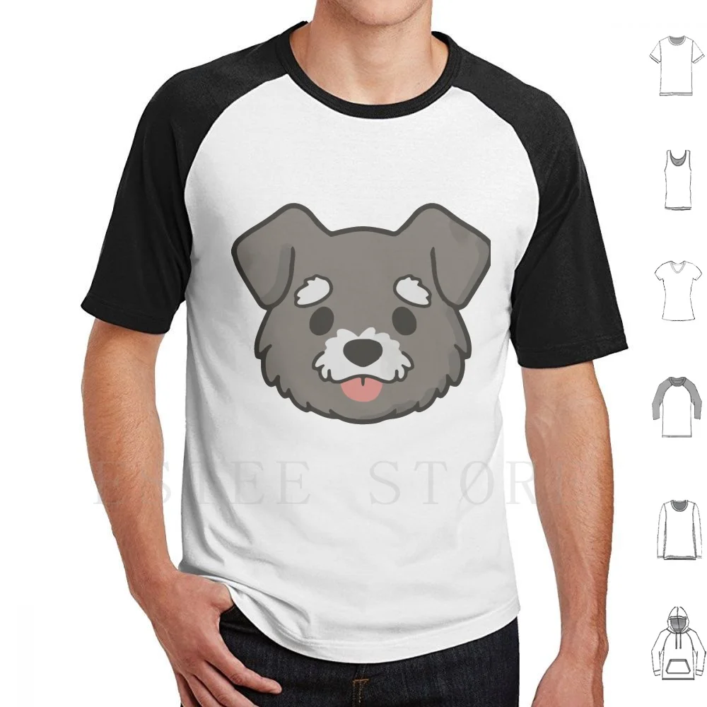 Camiseta con estampado de cara de Schnauzer, algodón, Schnauzer, perro, barba, cara, lengua, ojo, oreja, lindo Doggo, Doge, cachorros, cachorro, estándar gigante